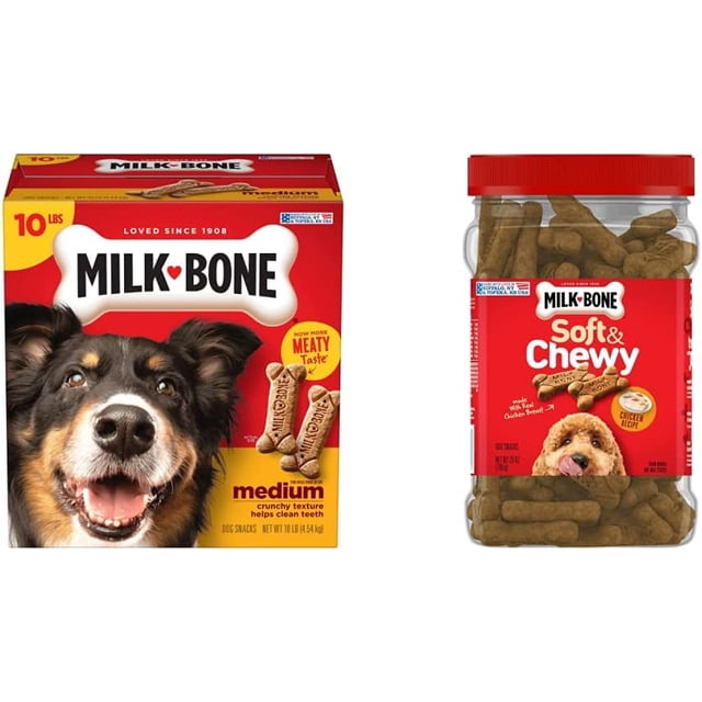 MilkBone Original Biscuits for Medium Dogs, 10 Pounds + Soft & Chewy