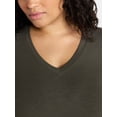 thumbnail image 4 of Terra & Sky Women's Plus Size V-Neck Tee with Short Sleeves, Size 0X-5X, 4 of 5