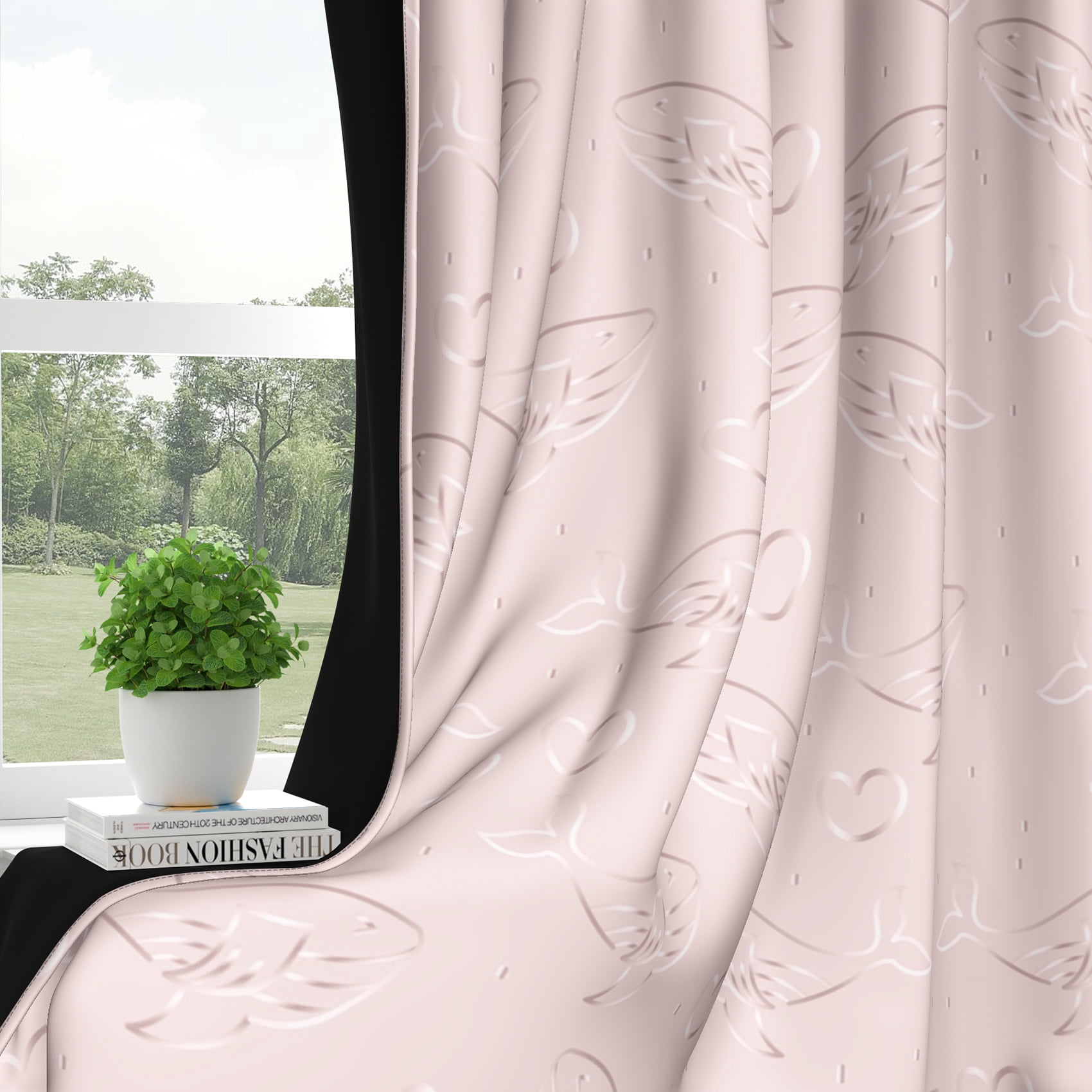 Pink Blackout Window Curtains for Girls Bedroom,Living Room,Thermal Insulated Curtains,52x84 Inch,Set of 2