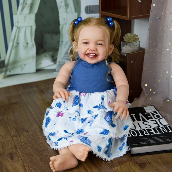 Takanini 23'' 60cm Reborn Baby Girl Dolls Silicone Limbs White Skin Gift for Children 3 Years