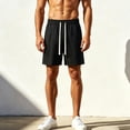 thumbnail image 4 of Bosfbaoi Mens Shorts Cotton Blend Sweat Shorts Elastic Waist Drawstring Shorts with Stitch Detail, 4 of 9