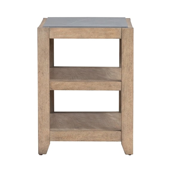Liberty Furniture Millstone Chairside Table with Unique Tile Top for Living Room - Nutmeg Oak Wood