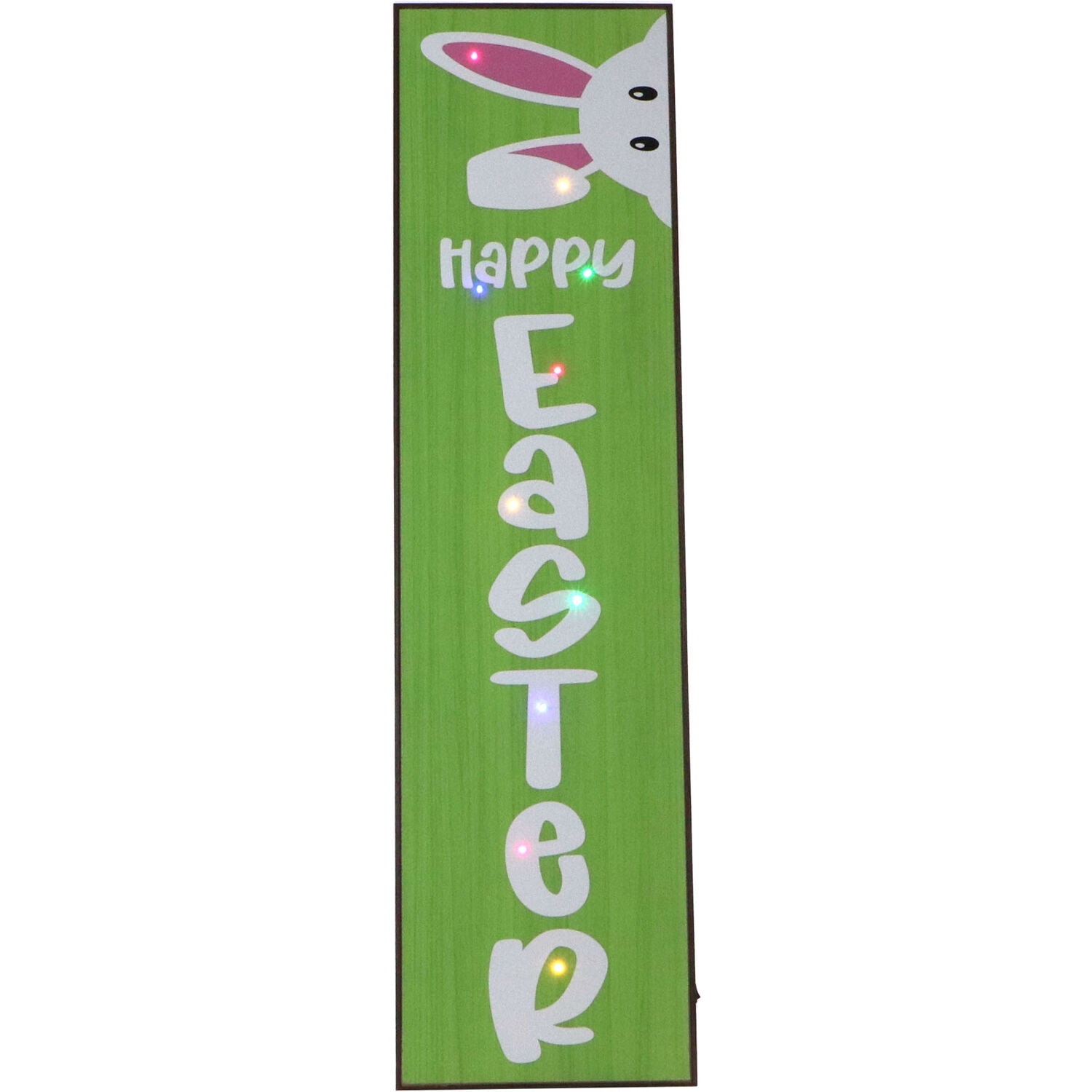 Fraser Hill Farm 45-in. HAPPY EASTER Porch Leaner Sign with Battery-Operated LED Lights, Festive Spring Decoration, Green