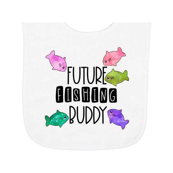 Inktastic Future Fishing Buddy with Colorful Fish Baby Terry Cloth Bib