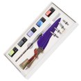 thumbnail image 4 of Calligraphy Pen Set Glass Ink Feather Fountain Pen with Replaceable Nib Writing Gift Box KitSP118014 Purple, 4 of 8
