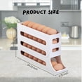 thumbnail image 3 of Soporte para huevos con desplazamiento automático de 4 niveles, soporte para huevos enrollable automático para refrigerador, almacenamiento de huevos alimentado por gravedad-Color blanco, 3 of 5