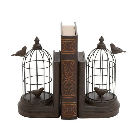 Stone Bookends - A Pair Of Metal And Poly Stone Bird Cage Bookend