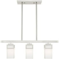 4.5 inch 3 Light Brushed Nickel Linear Chandelier with Hand Blown Satin Opal White Glass Shade