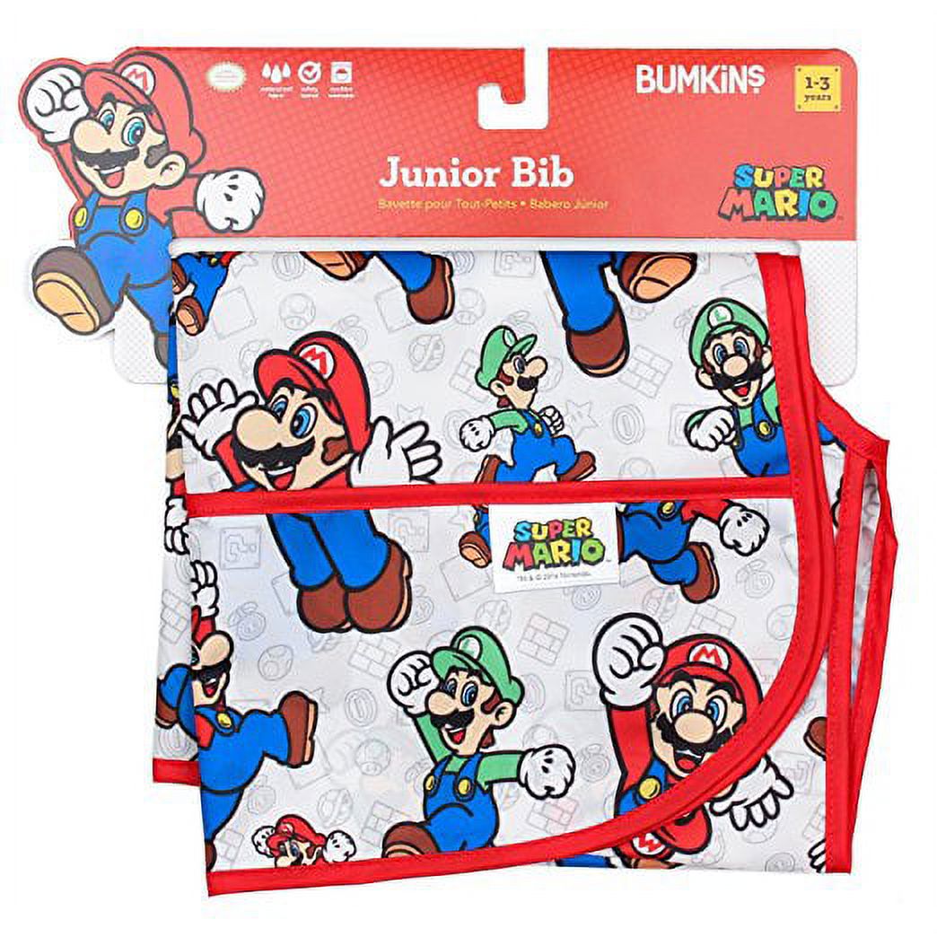Bumkins Short Sleeve Junior Bib, Toddler Ages 1-3 Years (Nintendo Super Mario)