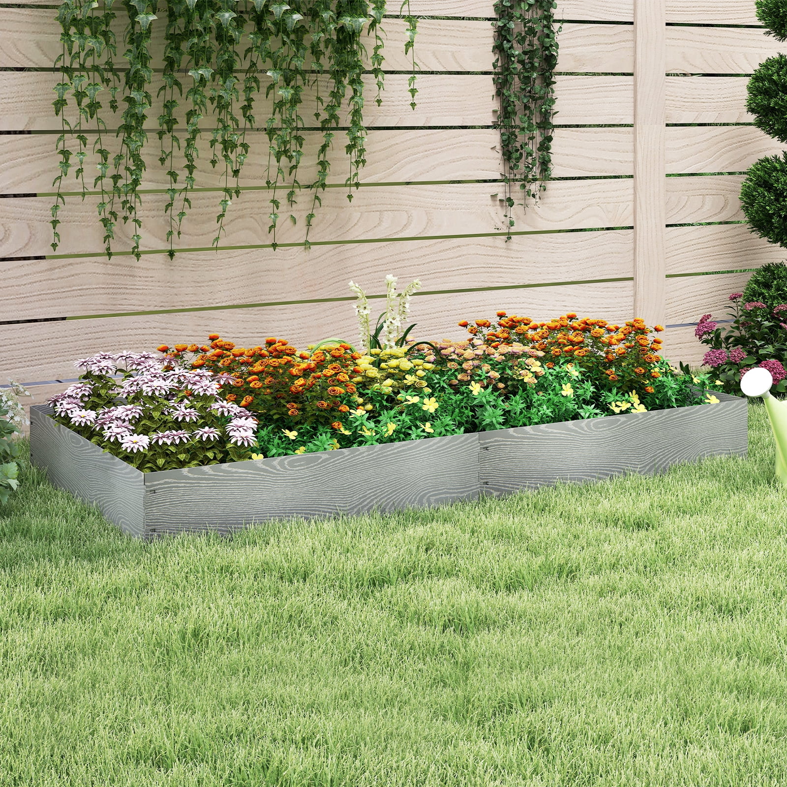 Gymax 6-Pack 20 FT Galvanized Metal Landscape Edging Heavy-Duty Metal Patented Garden Border