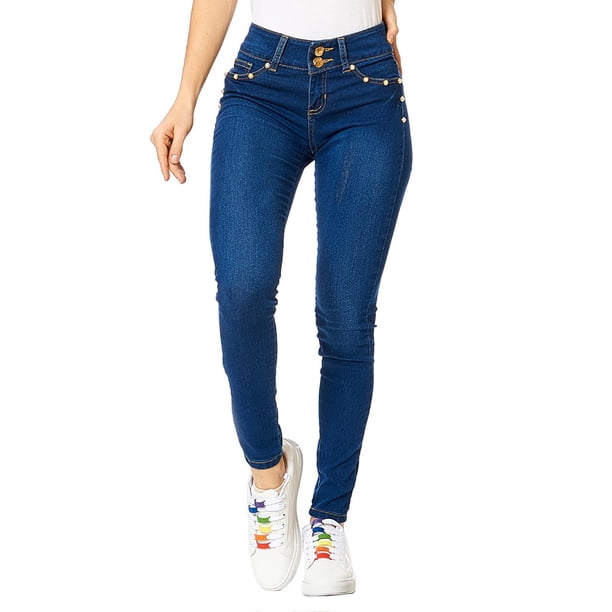 Jeans Super Skinny Stretch Mujer Juvenil Casual Stone azul 7 Incógnita 110086