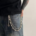 thumbnail image 6 of Wallet Pant Pearl Chains - Layered Jean Pocket Chain Keychain for Women Men - Cute Bag Purse Cross Charm, 6 of 6