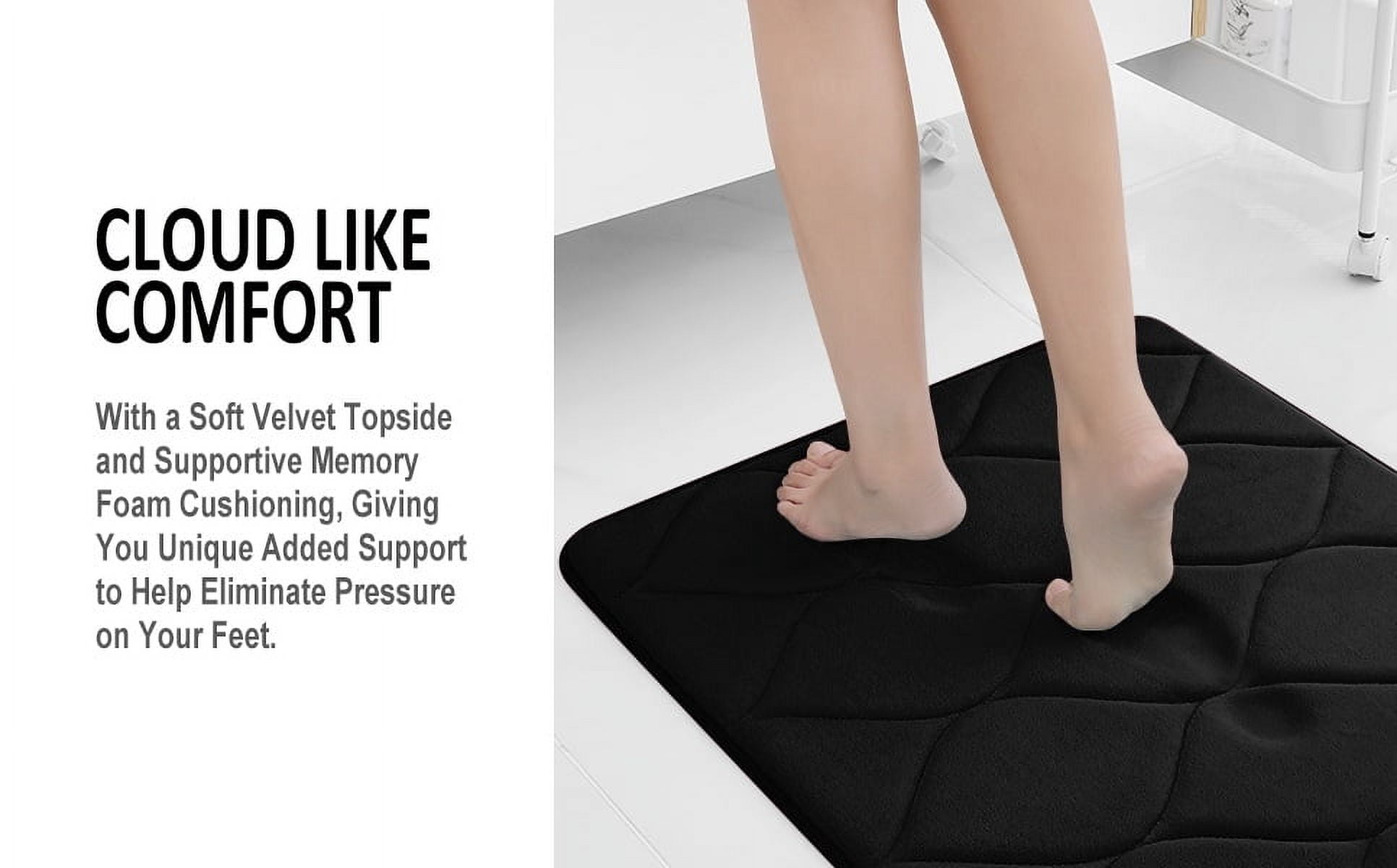 Yafa Home Fashion 1pc:24" X 35" Bath Rug, Memory Foam; Machine Washable, Water Absorbent & Non-Slip Bathmats(Black)