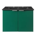 thumbnail image 3 of Sink Vanity Cabinet, Wall Mounted, Melamine, Green Black, Modern Contemporary Urban Design, Hotel Bedroom Bathroom Master Suite Guest, 3 of 10
