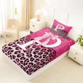 thumbnail image 4 of Manfei Cute Letter P Print Twin Sheets,Chic Leopard Bedding,Pink,3-Piece, 4 of 6