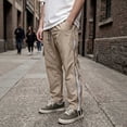 thumbnail image 2 of Men's Lightweight Track Pants with Side Zipper Mesh Vents Loose Fit Open Bottom Athletic Pants Drawstring for Running Workout, Khaki, XL, 2 of 9