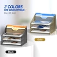thumbnail image 2 of SHBOTO 2 Pack Mesh Desk File Organizer Letter Tray Holder, Desktop File Folder Holder with 3 Paper Trays and 2 Vertical Upright Section, Black, 2 of 11