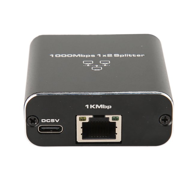 Gigabit Splitter, 1 In 2 Out 1000Mbps Splitter RJ45 Port For Router For Laptop