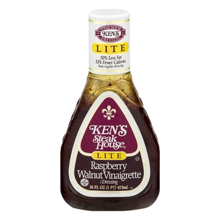 (3 Pack) Ken's Steak House Raspberry Walnut Vinaigrette Dressing Lite 16 Oz Plastic (Best Raspberry Vinaigrette Brand)