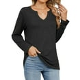 thumbnail image 3 of UVN V Neck Blouses for Women Long Sleeve Shirts Tunic Casual Ladies Tops, 3 of 5