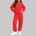 thumbnail image 5 of Husipze Sweat Suit Set 2 Piece Zip up Solid Hooded Sweatshirt and Tapered Jogger Sweatpants with Pockets Soft Fleece Tracksuit Red 7-8 Years, 5 of 8