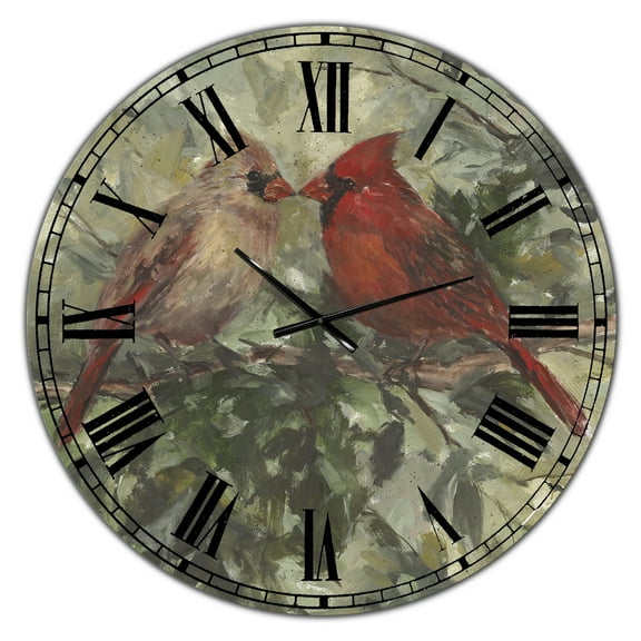 Designart Large Green Analog Round Cottage Wall Clocks, CLM25649-C38
