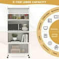 thumbnail image 4 of 5-Tier Kitchen Storage Cabinet | Mobile Microwave Stand with Metal Frame | 4 Lockable Casters & Flip-up PC Doors | Freestanding Bakers Rack for Kitchen, Dining & Living Room, 4 of 9