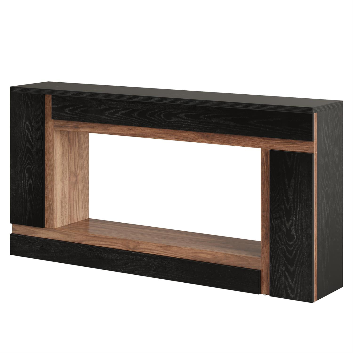 Demi Bonn 62" Modern Two Tone Wood Console Table, Stylish Living Room Storage Display Unit, Coffee Table for Living Room, Black