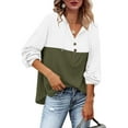 thumbnail image 2 of Womens Long Sleeve Shirts Womens V-Neck Long Sleeve Shirts Button Down Colorblock Sweatshirts Hoodies Tunic Tops with Drawstring Long Sleeve Shirts for Women Button Down Shirts for Women, 2 of 6