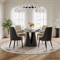 thumbnail image 3 of POVISON 59"Modern Black Round Dining Table for 6, Matte Sintered Stone Tabletop, Black Carbon Steel Base, 3 of 8