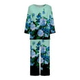 thumbnail image 5 of XFLWAM Women's Sleepwear Capri Pajama Sets Long Sleeve Two-Piece Pjs Crew Neck Lounge Sets Tops & Capri Pants with Pockets, 5 of 5