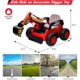 thumbnail image 6 of 12V Electric Ride-On Excavator Digger Truck for Kids, Features Remote Control, Electric Digging Arm, Large 12V 10Ah Battery, 4x75W Motors, LED Tail Lights, Music, and USB, Red, 6 of 6