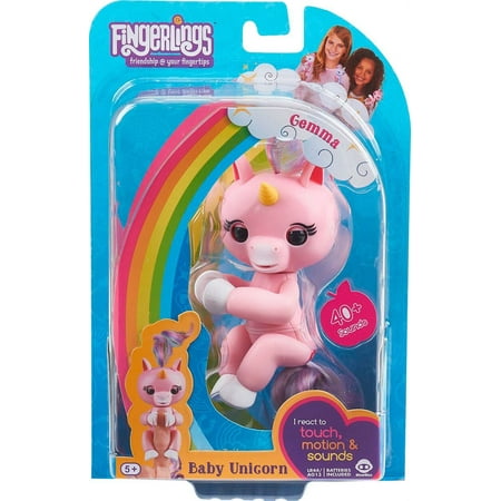 WowWee Fingerlin Baby Unicorn - Gemma (Pink) - Friendly Interactive Toy by WowWee