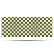 Olive Green and White Checkerboard Pattern Bathroom Rugs Mat,Non Slip Microfiber Bathroom Rug,Rubber Backing,Soft Bathroom Mats for Bathroom Floor,Tub and Shower,60x24in(150x60cm)