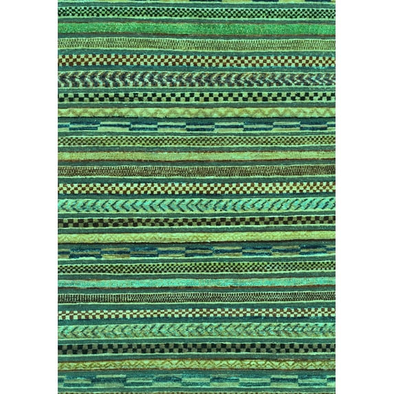 Ahgly Company Indoor Rectangle Abstract Turquoise Blue Modern Area Rugs, 3' x 5'