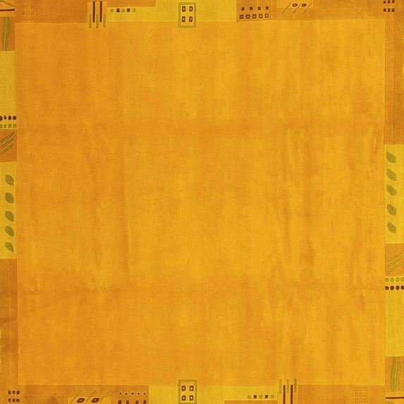 Ahgly Company Indoor Square Abstract Yellow Modern Area Rugs, 5' Square