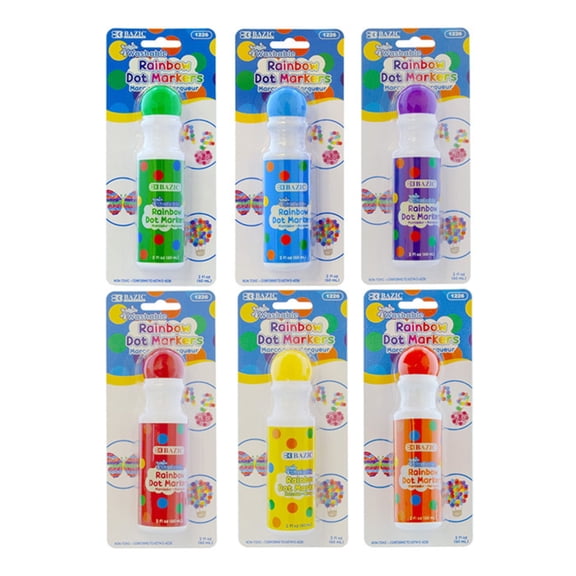 BAZIC Washable Dot Markers, Dauber Tip, Non-Toxic, for Kids