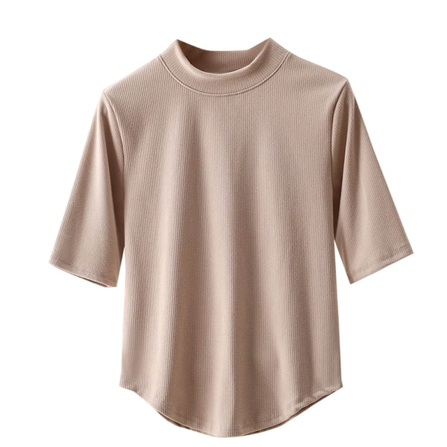 Économies d'Été! Chemises pour Femmes Fatuov Manches Courtes Col Rond Décontractées en Coton Tendance pour Sortir T-Shirts Kaki