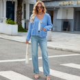 thumbnail image 3 of SWSMCLT Women's Cable Knit Cardigan Sweater Baggy Button Crew Neck Comfy 2025 Cardigan Sweaters Acrylic Blue Small, 3 of 5