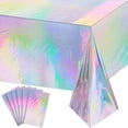 thumbnail image 1 of LAICAIW 6 Pack Iridescence Plastic Tablecloths Shiny Disposable Laser Rectangle Table Covers Holographic Foil Tablecloth Iridescent Party Decoration Birthday Bridal Wedding Christmas 54" x 108"(Lase, 1 of 7