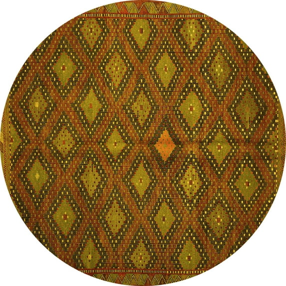 Ahgly Company Indoor Round Persian Yellow Traditional Area Rugs, 3' Round