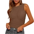thumbnail image 1 of Timegard Tank Tops for Women Round Neck Sleeveless Ruched Comfy Solid Color Summer Casual Slim Tops, 1 of 5