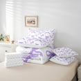 thumbnail image 6 of jejeloiu Ribbon Bow Tie Bedding Comforter Set 7pcs,Grid Bowknot Queen Bedding Sets,Purple White Stars Queen Sheet Sets,Lightweight Room Decorative Reversible, 6 of 8