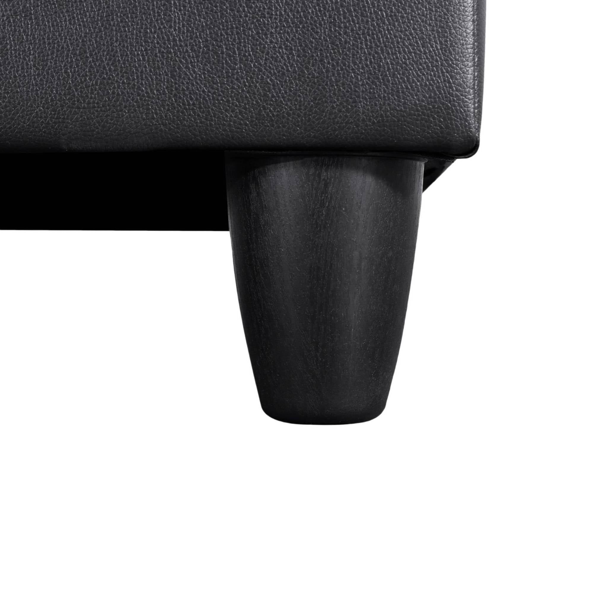 Leather Storage Ottoman, Folding Foot Stool with Storage Button Tufted Ottoman Bench for Living Room,Black