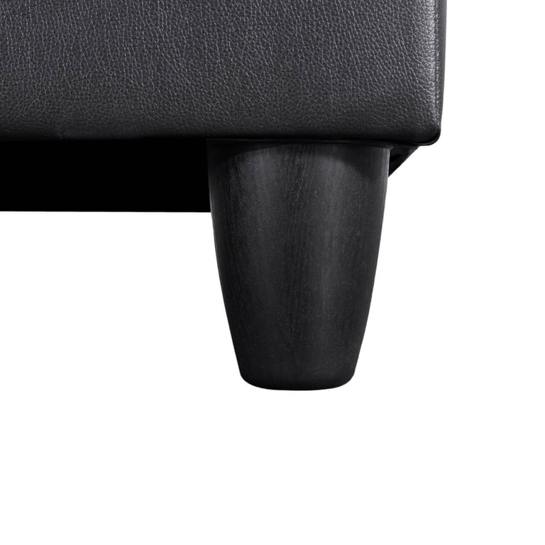 TrumanPick Leather Storage Ottoman, Black photo 6