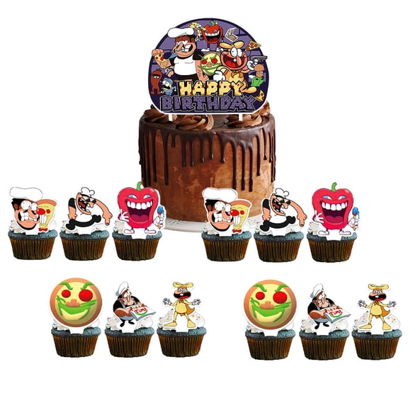 Pizza Tower Cake Topper CupcakeS Set Birthday Party Supplies Decoration Decor Kit