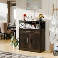 thumbnail image 6 of Walsunny Coffee Bar Cabinet with Hutch Small Places Sideboards Buffets Table 31.5" with Drawer Adjustable Shelf Farmhouse Wooden Storage Cabinet for Kitchen Dining Room Entryway Brown, 6 of 10