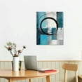 thumbnail image 2 of COMIO  Teal and Grey Abstract Geometric Circle Canvas Wall Art Rustic Turquoise Blue Prints Artwork for Living Room Bedroom Wall Decoration, 2 of 4