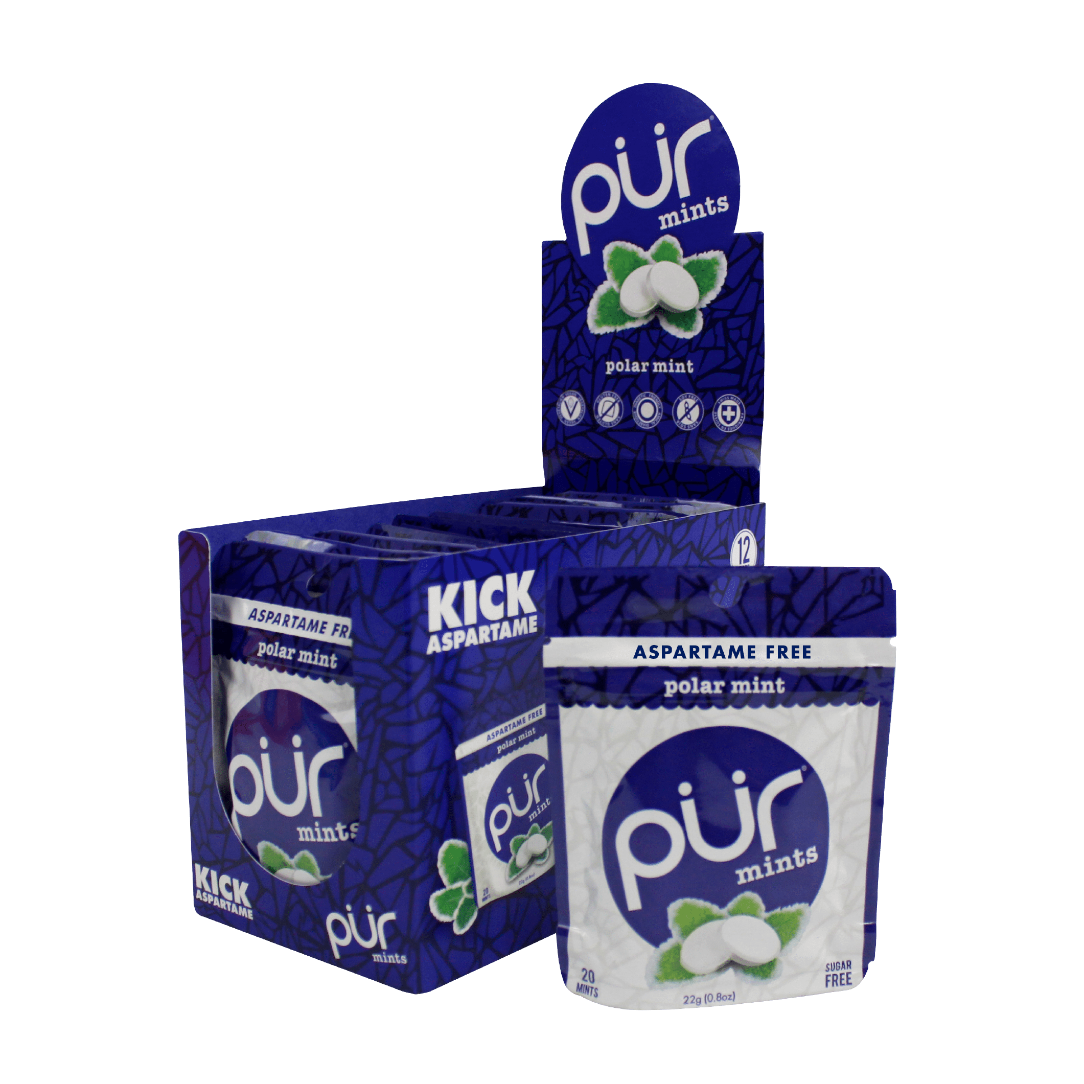PUR Breath Mints, Polar Mints, Aspartame Free, 20 Pieces (Pack of 12