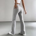 thumbnail image 4 of CIENVNSTG Women's Wide Leg Pants Ribbed Casual Flare Leg Pants Elastic High Waist Slim Fit Home Bell Bottom Pants for Daily Wear Outings Gray M, 4 of 6
